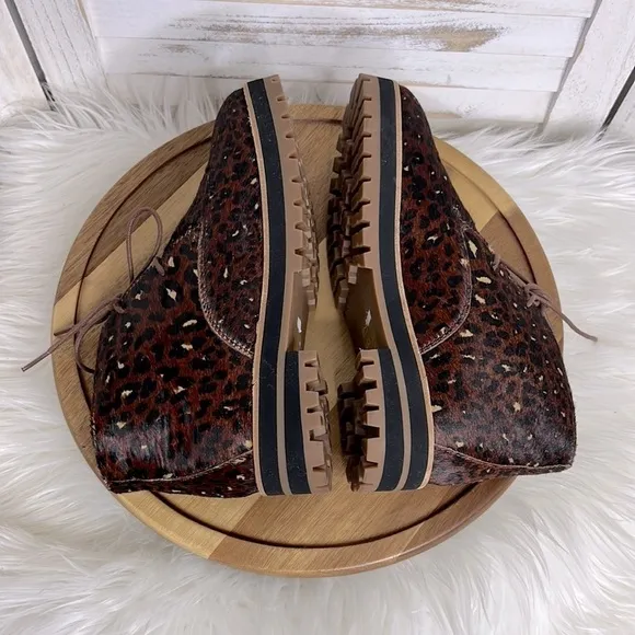 MADEWELL l The Wren Ankle Lace Up Boot in Painted Leopard Calf Hair NWOB 8.5