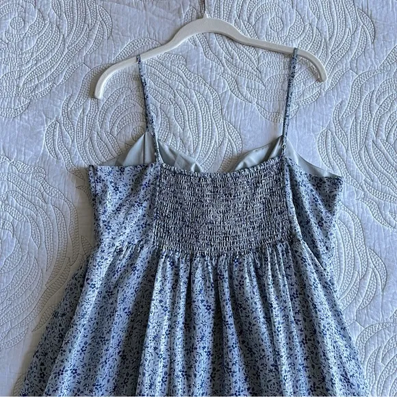 Madewell Silk Ruched Keyhole Tiered Midi Dress Florentine Floral Glassware Blue