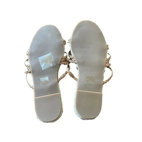 Madewell Size 7 Brown Kathryn Espadrille Leather Strappy Braided Slip On Sandals