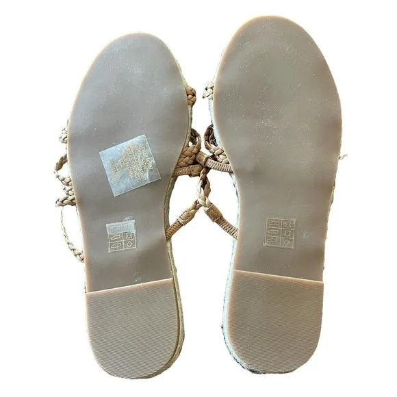 Madewell Size 7 Brown Kathryn Espadrille Leather Strappy Braided Slip On Sandals