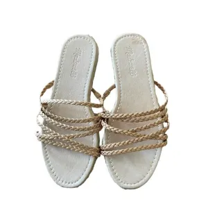 Madewell Size 7 Brown Kathryn Espadrille Leather Strappy Braided Slip On Sandals