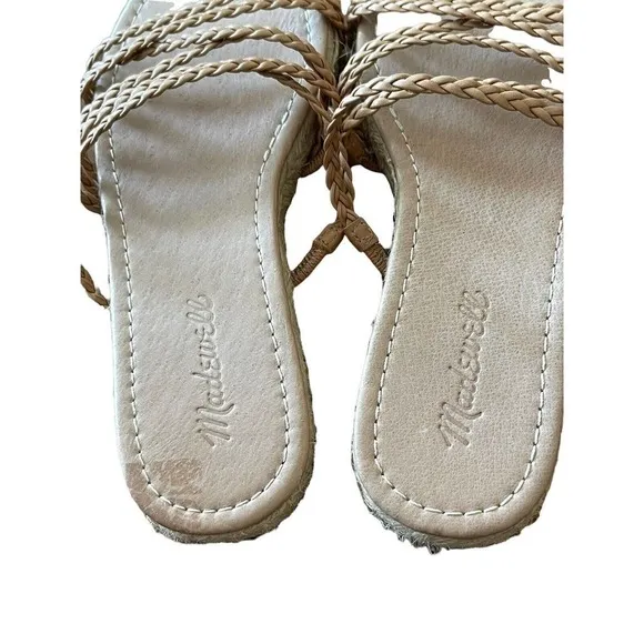 Madewell Size 7 Brown Kathryn Espadrille Leather Strappy Braided Slip On Sandals