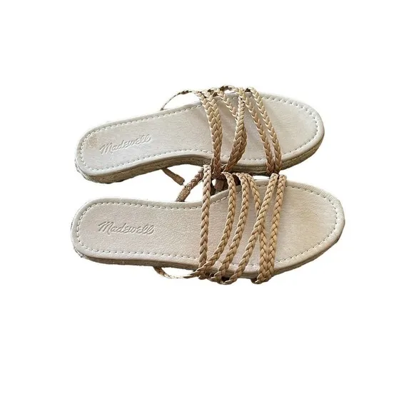 Madewell Size 7 Brown Kathryn Espadrille Leather Strappy Braided Slip On Sandals