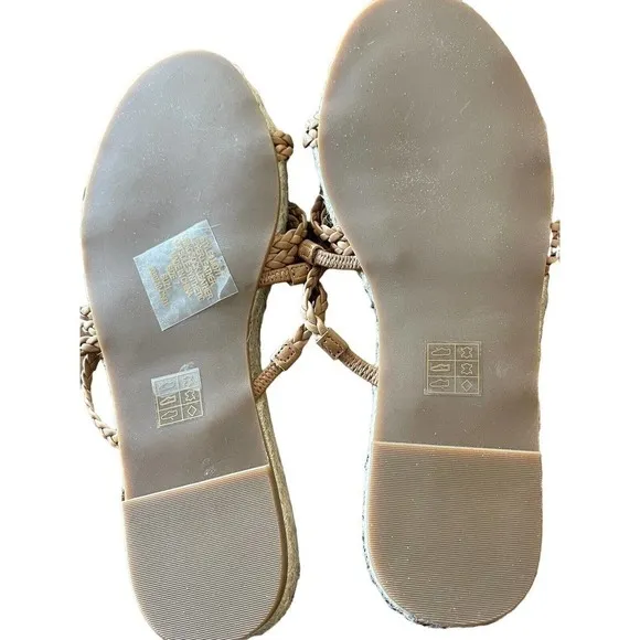 Madewell Size 7 Brown Kathryn Espadrille Leather Strappy Braided Slip On Sandals