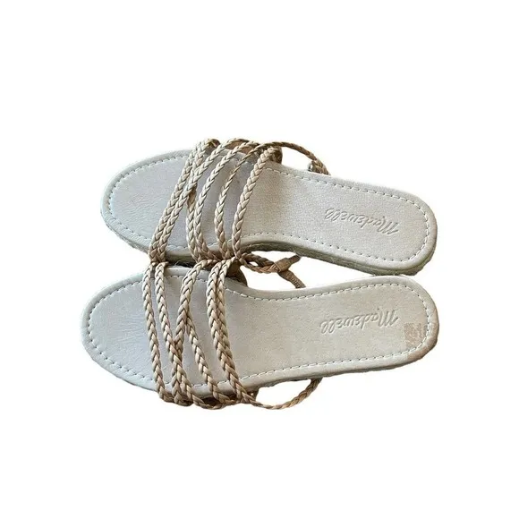 Madewell Size 7 Brown Kathryn Espadrille Leather Strappy Braided Slip On Sandals