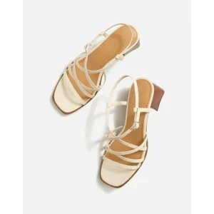 Madewell The Alissa Strappy Sandal Ecru Sz 6 Strappy Block Heel Preppy NP299