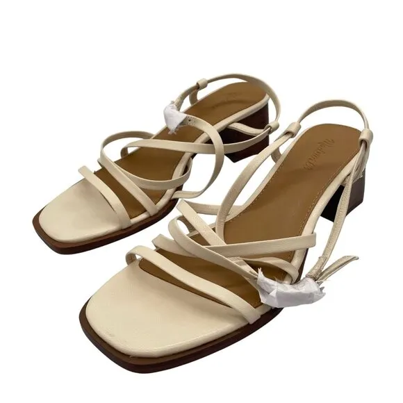 Madewell The Alissa Strappy Sandal Ecru Sz 6 Strappy Block Heel Preppy NP299