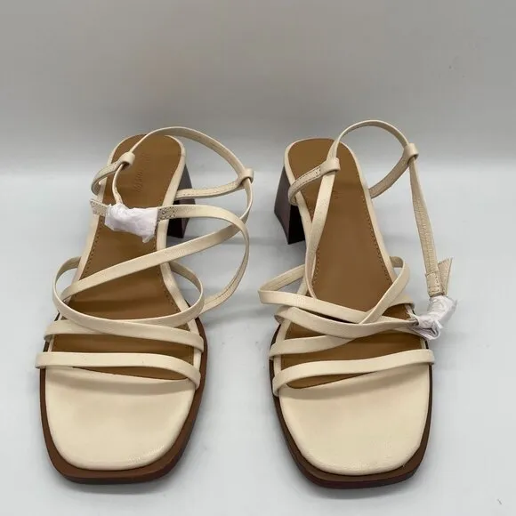 Madewell The Alissa Strappy Sandal Ecru Sz 6 Strappy Block Heel Preppy NP299