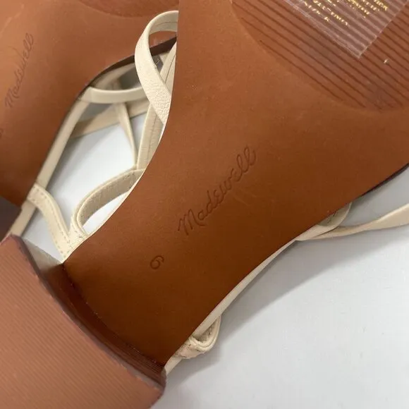 Madewell The Alissa Strappy Sandal Ecru Sz 6 Strappy Block Heel Preppy NP299