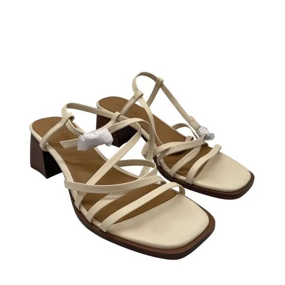 Madewell The Alissa Strappy Sandal Ecru Sz 6 Strappy Block Heel Preppy NP299