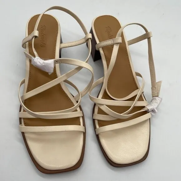 Madewell The Alissa Strappy Sandal Ecru Sz 6 Strappy Block Heel Preppy NP299