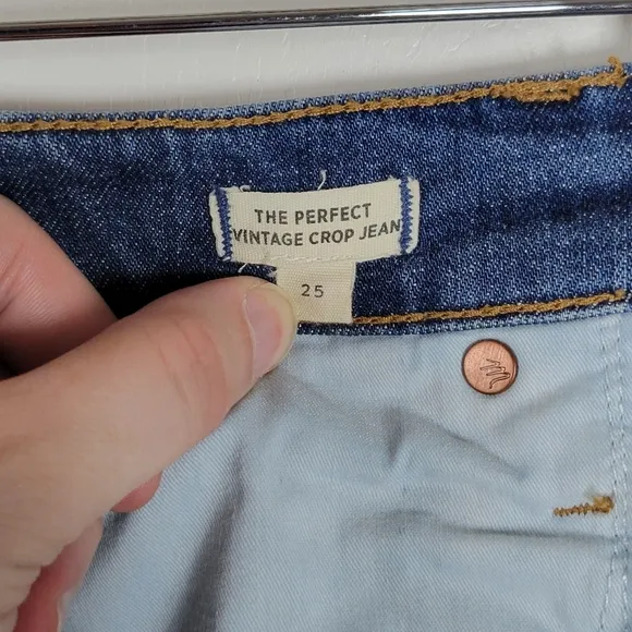 Madewell The Perfect Vintage Crop Jean Buttom Fly Size 25