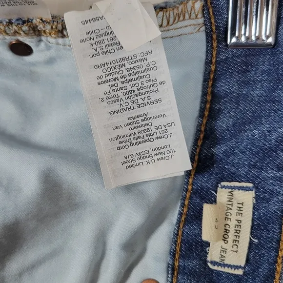 Madewell The Perfect Vintage Crop Jean Buttom Fly Size 25