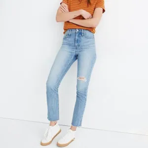 Madewell The Perfect Vintage Jean Distressed Medium Blue Wash Stretch Denim 26