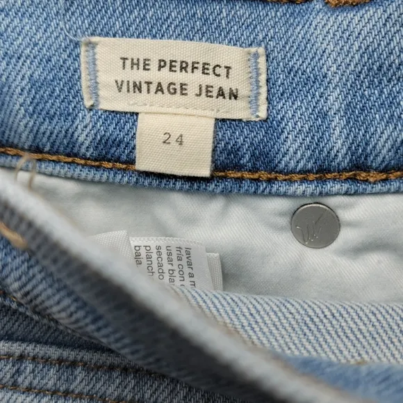 Madewell The Perfect Vintage Jeans High Rise Raw Hem Size 24 NWOT