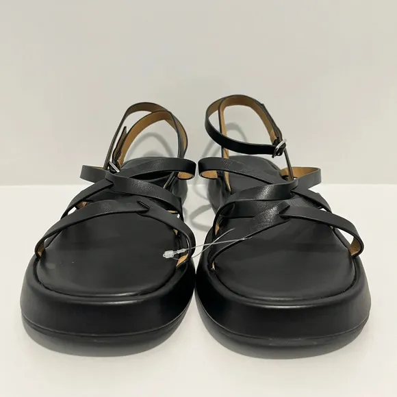 MADEWELL The Sabina Flatform Sandal in True Black Leather $118 NP287 NWOT