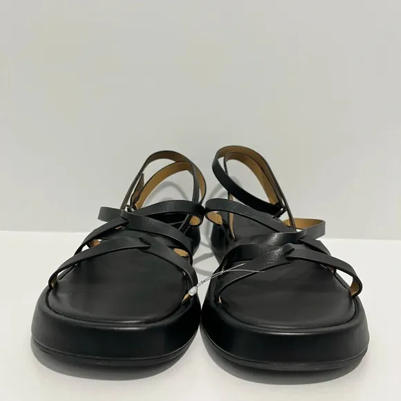 MADEWELL The Sabina Flatform Sandal in True Black Leather $118 NP287 NWOT