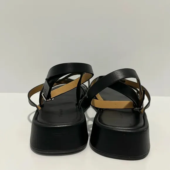 MADEWELL The Sabina Flatform Sandal in True Black Leather $118 NP287 NWOT