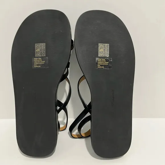 MADEWELL The Sabina Flatform Sandal in True Black Leather $118 NP287 NWOT