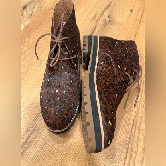 MADEWELL THE WREN BOOT IN PAINTED LEOPARD CALF HAIR, SIZE 8.5.