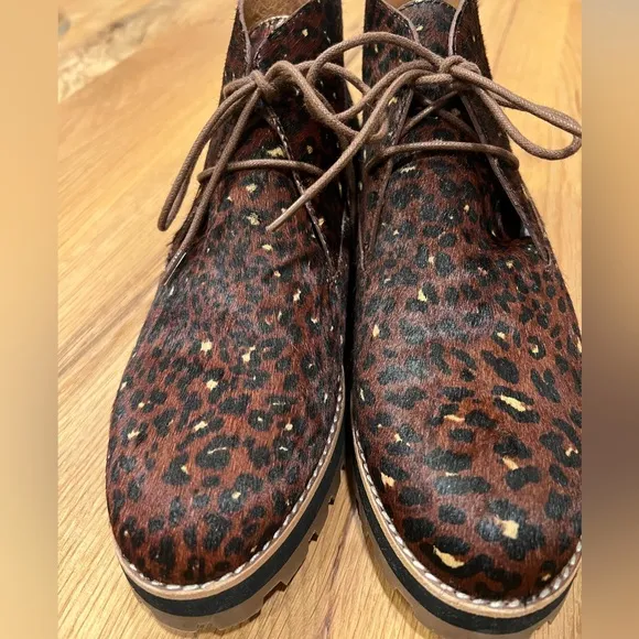 MADEWELL THE WREN BOOT IN PAINTED LEOPARD CALF HAIR, SIZE 8.5.