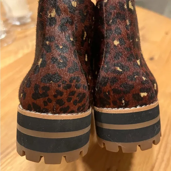 MADEWELL THE WREN BOOT IN PAINTED LEOPARD CALF HAIR, SIZE 8.5.