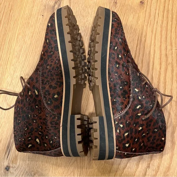 MADEWELL THE WREN BOOT IN PAINTED LEOPARD CALF HAIR, SIZE 8.5.