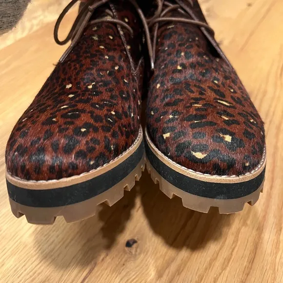 MADEWELL THE WREN BOOT IN PAINTED LEOPARD CALF HAIR, SIZE 8.5.