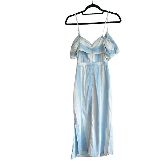 Majorelle Rum Runner Off Shoulder Midi Dress Blue Stripe Women's Size S