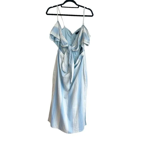 Majorelle Rum Runner Off Shoulder Midi Dress Blue Stripe Women's Size S