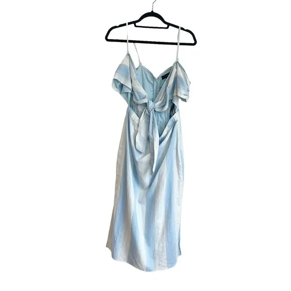 Majorelle Rum Runner Off Shoulder Midi Dress Blue Stripe Women's Size S