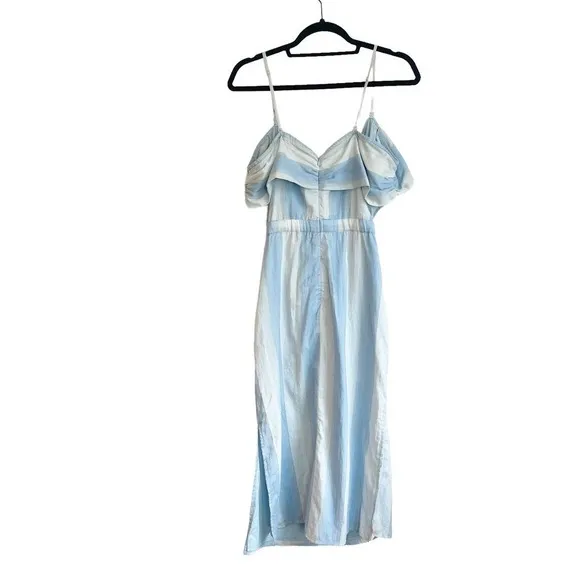 Majorelle Rum Runner Off Shoulder Midi Dress Blue Stripe Women's Size S