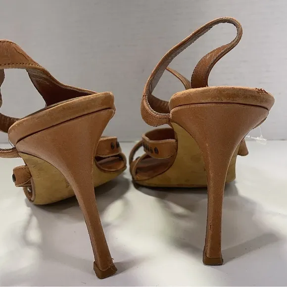 Manolo Blahnik Brown Leather Sandals with Studded Straps