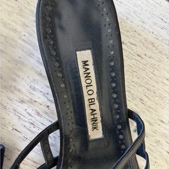Manolo Blahnik Navy Sandals Elegant Minimalist Design