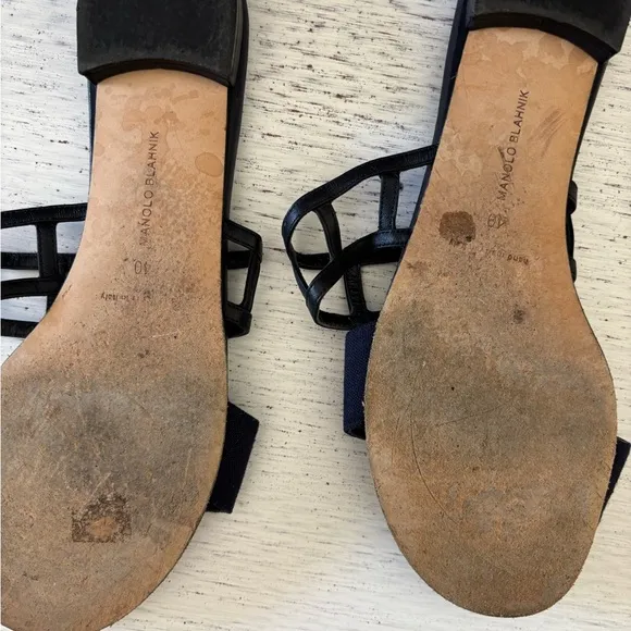 Manolo Blahnik Navy Sandals Elegant Minimalist Design