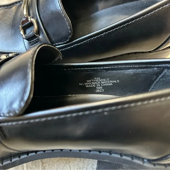 Marc Fisher Block Heel Slip-On Black Loafers, size 8M