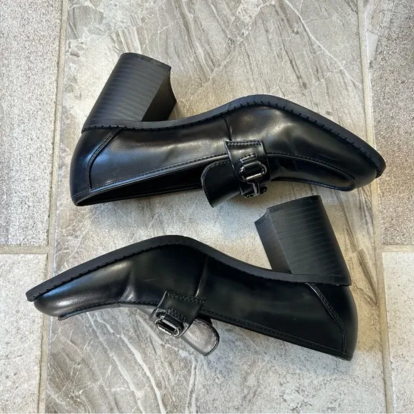 Marc Fisher Block Heel Slip-On Black Loafers, size 8M