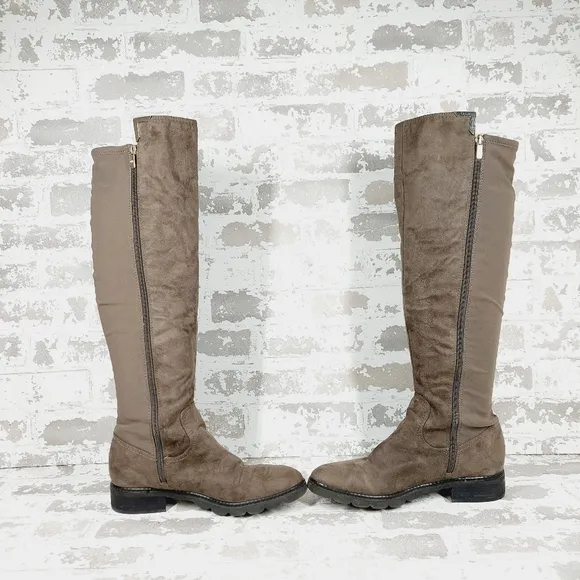 Marc Fisher Brown Suede Zip Up Knee High Riding Boots i944