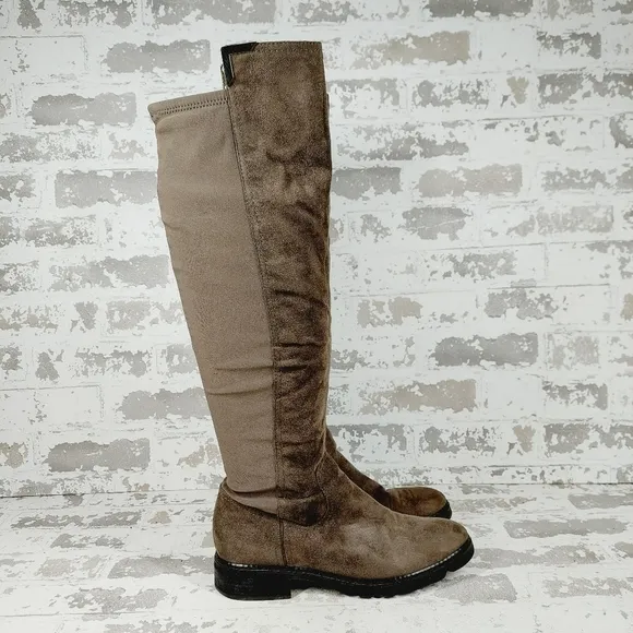 Marc Fisher Brown Suede Zip Up Knee High Riding Boots i944