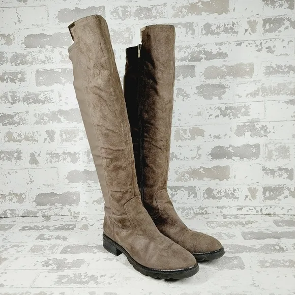 Marc Fisher Brown Suede Zip Up Knee High Riding Boots i944