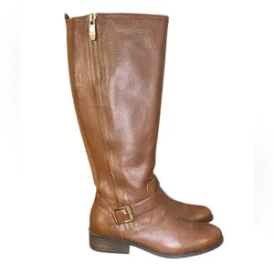 Marc Fisher Glimmer Brown Leather Knee High Heeled Riding Boots Women’s Size 8.5