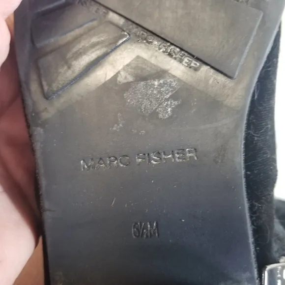 Marc Fisher Humor II black stretch velour over the knee boots