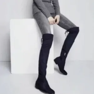 Marc Fisher Humor II black stretch velour over the knee boots