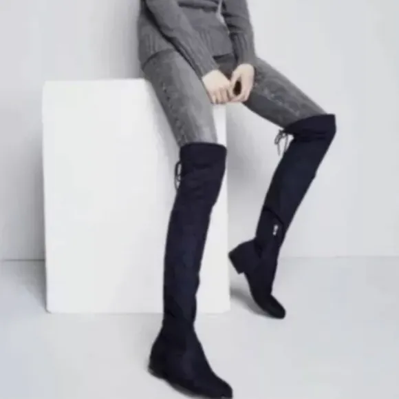 Marc Fisher Humor II black stretch velour over the knee boots