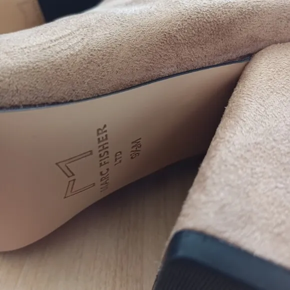 Marc Fisher LTD Medium Natural Suede Larry Pointed Toe Ankle Boot Size 9.5 NIB