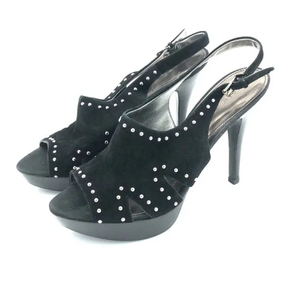 Marc Fisher Teron Slingback Heels 9.5 M Black Suede