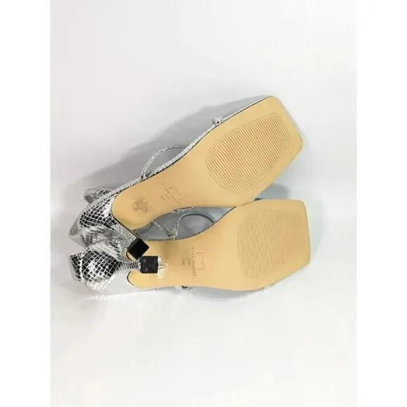 Marc Fisher Women's Dalida Embossed Silver Strappy Sandals Size 9 (MSRP $99)