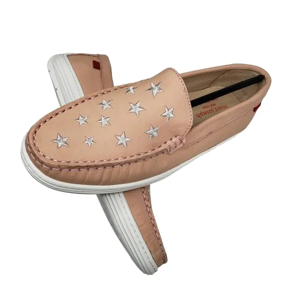 Marc Joseph | NIB Holland Blush Nobuck Silver Star Leather Chic Loafers Girl 5.5