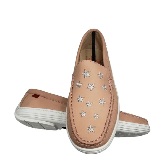 Marc Joseph | NIB Holland Blush Nobuck Silver Star Leather Chic Loafers Girl 5.5