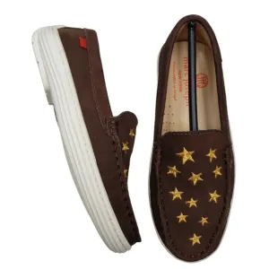 Marc Joseph | NIB Holland Brown Nobuck Gold Star Leather Chic Loafers Girl's 12